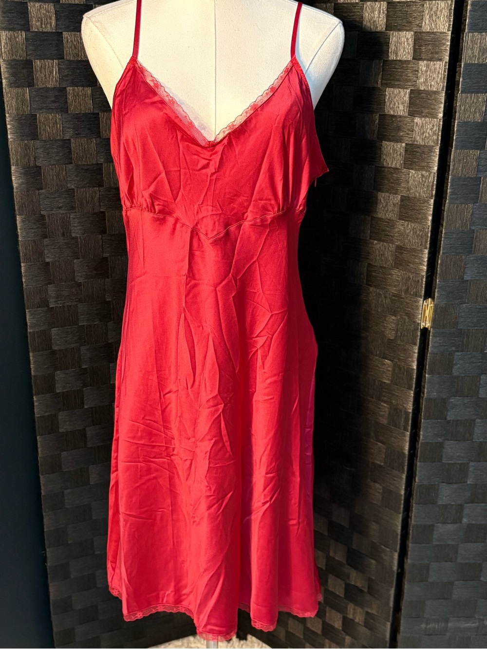 PINK By Frankies Bikinis Starlight Satin Lace Trim Midi Slip Dress